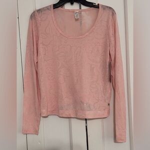 Marika pink sheer floral long sleeve top
